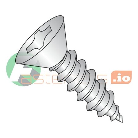 Sheet Metal Screw, #14 x 1 in, 18-8 Stainless Steel Flat Head Phillips Drive, 1000 PK